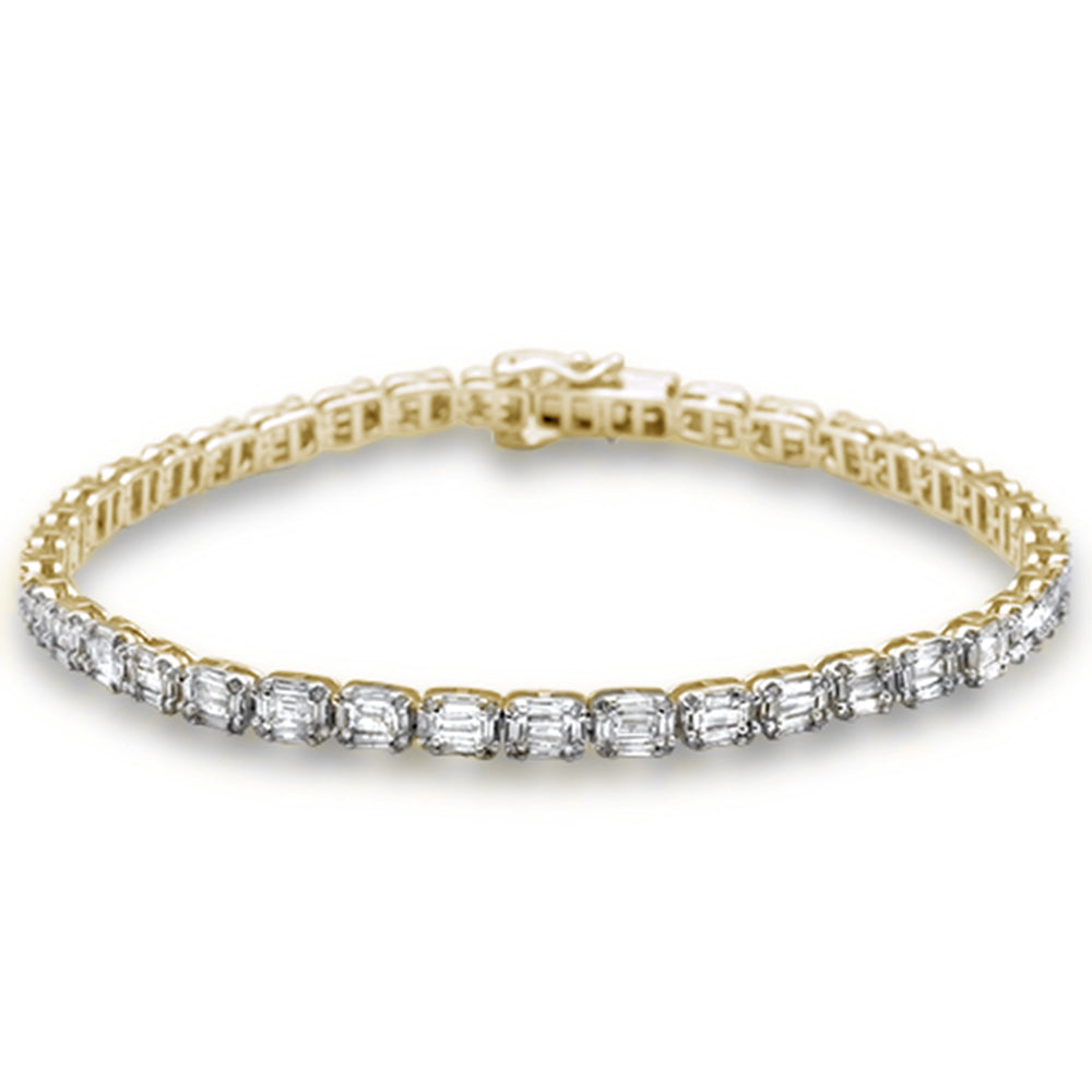 ''SPECIAL! 4.79ct G SI 14K Yellow Gold Round & Baguette DIAMOND Emerald Cut Tennis Bracelet''