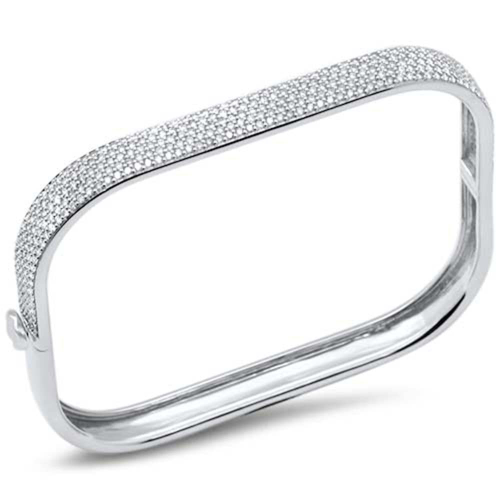 ''SPECIAL!  2.50ct G SI 14K White Gold Round Diamond Square Bangle BRACELET Size 6.75''''''