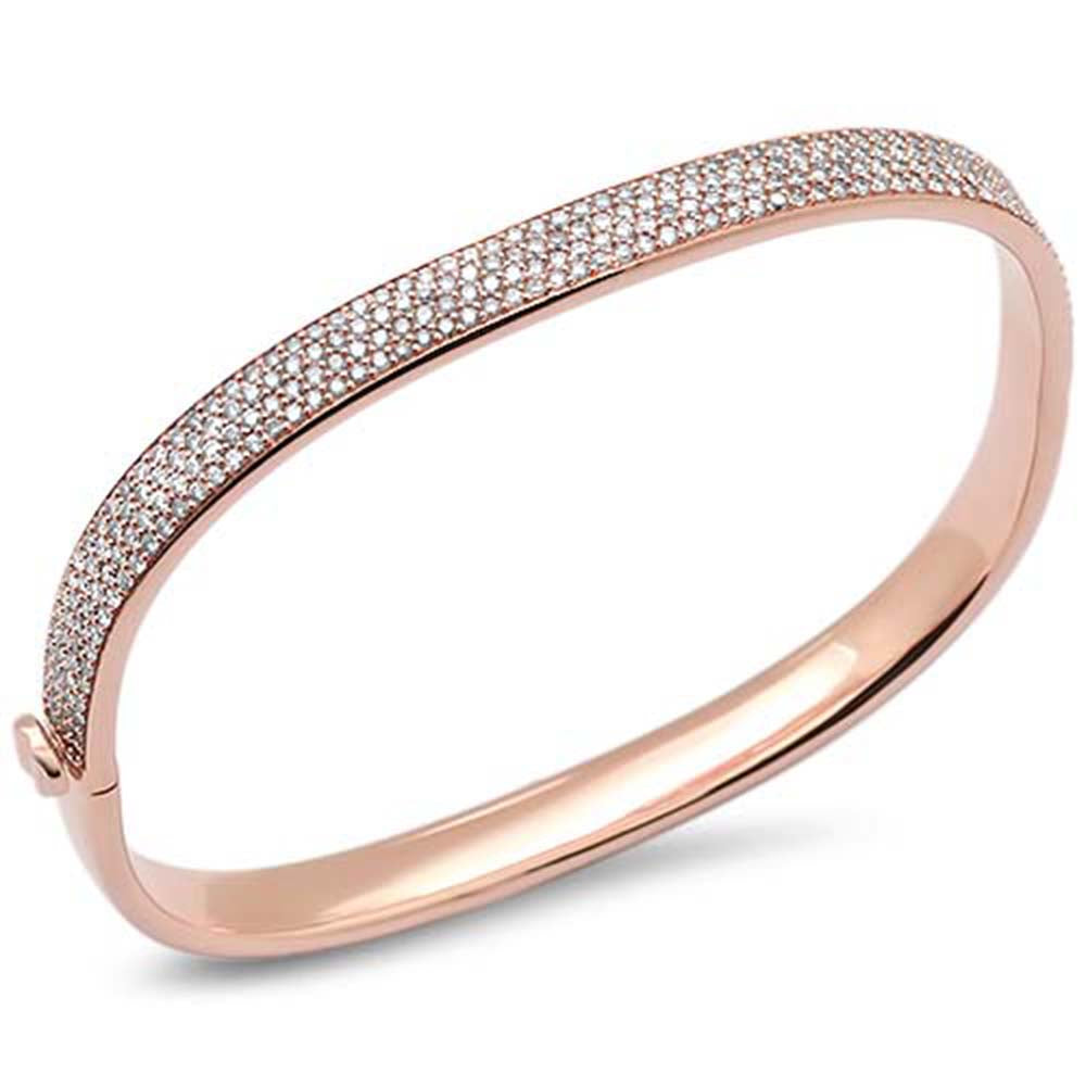 ''SPECIAL! 2.00ct G SI 14K Rose Gold Diamond Square BANGLE Bracelet 6.75''''''