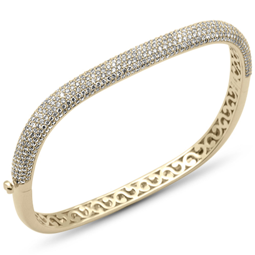 ''SPECIAL!  3.48ct G SI 14K Yellow GOLD Diamond Pave Square Bangle Bracelet 6.75''''''