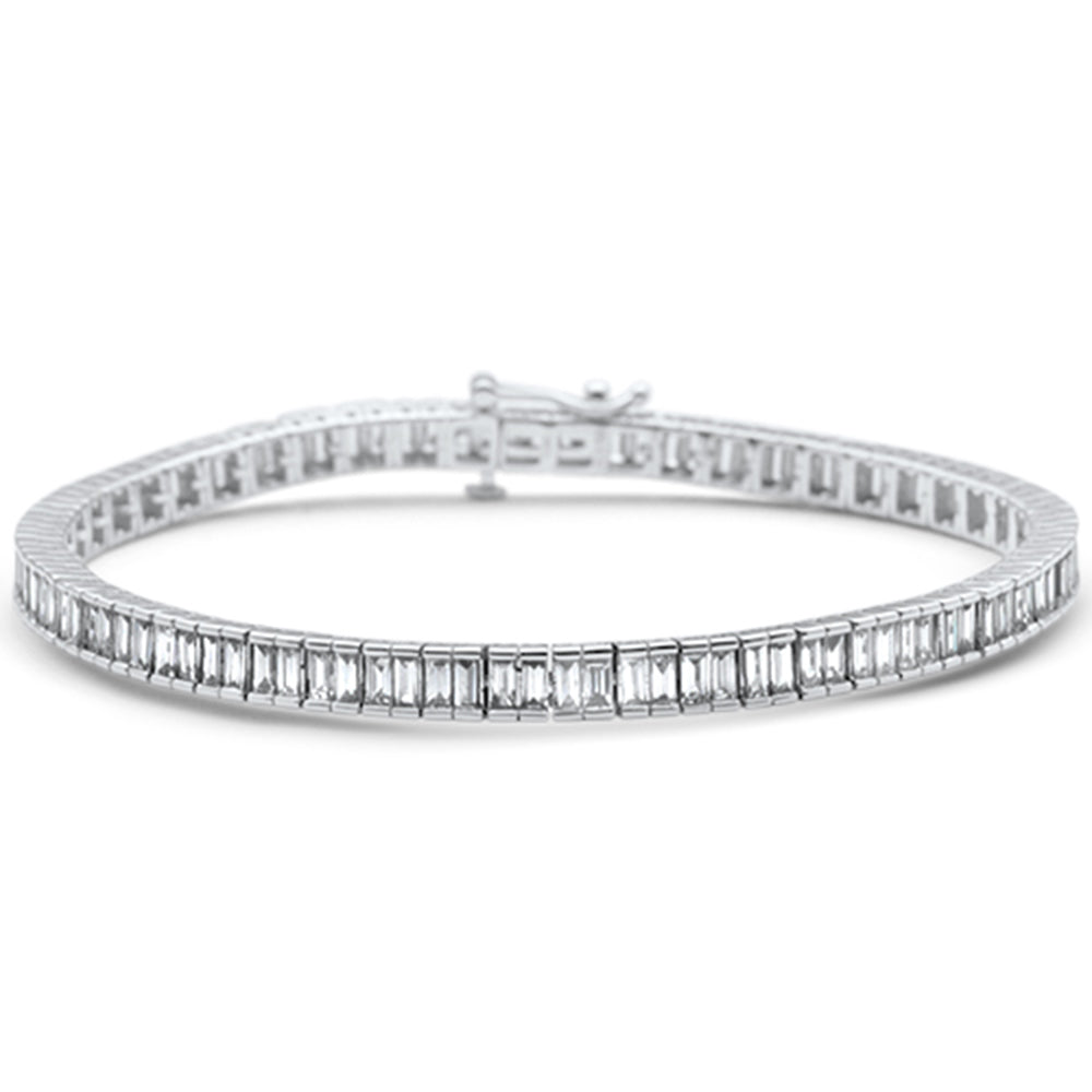 ''SPECIAL!  3.52ct G SI 14K White Gold DIAMOND Baguette DIAMOND Tennis Bracelet 7'''' Long''