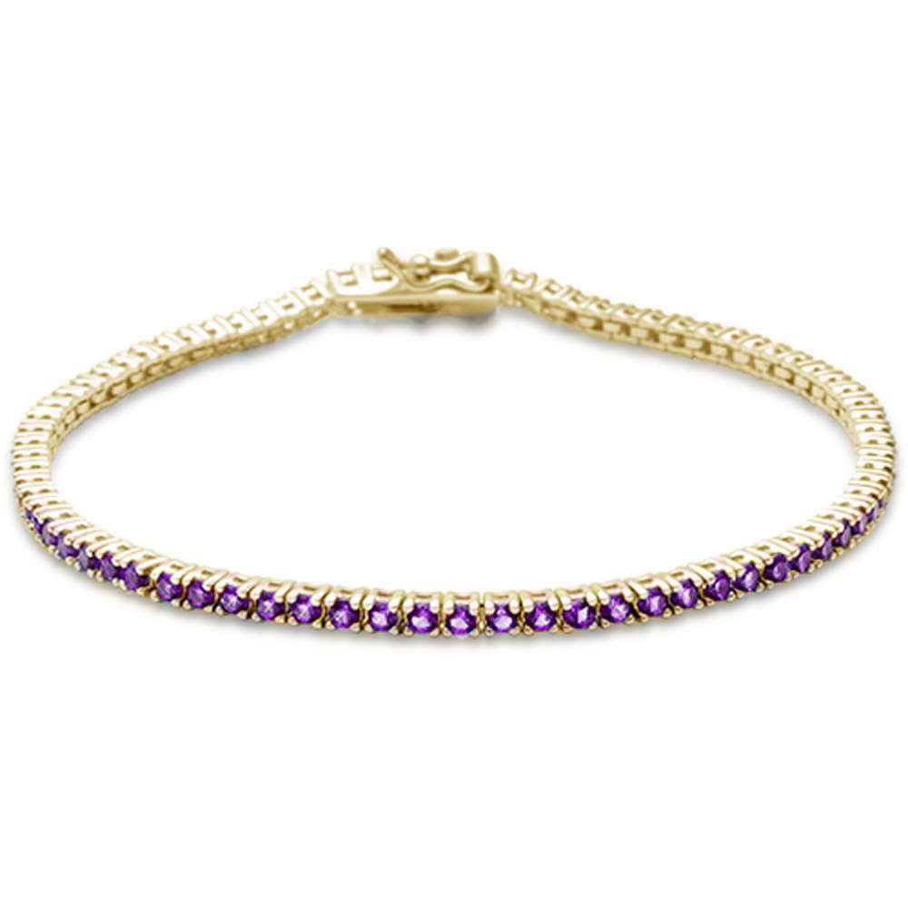 ''SPECIAL! 1.93ct 14K Yellow Gold Natural AMETHYST Gemstone Tennis Bracelet 7''''''