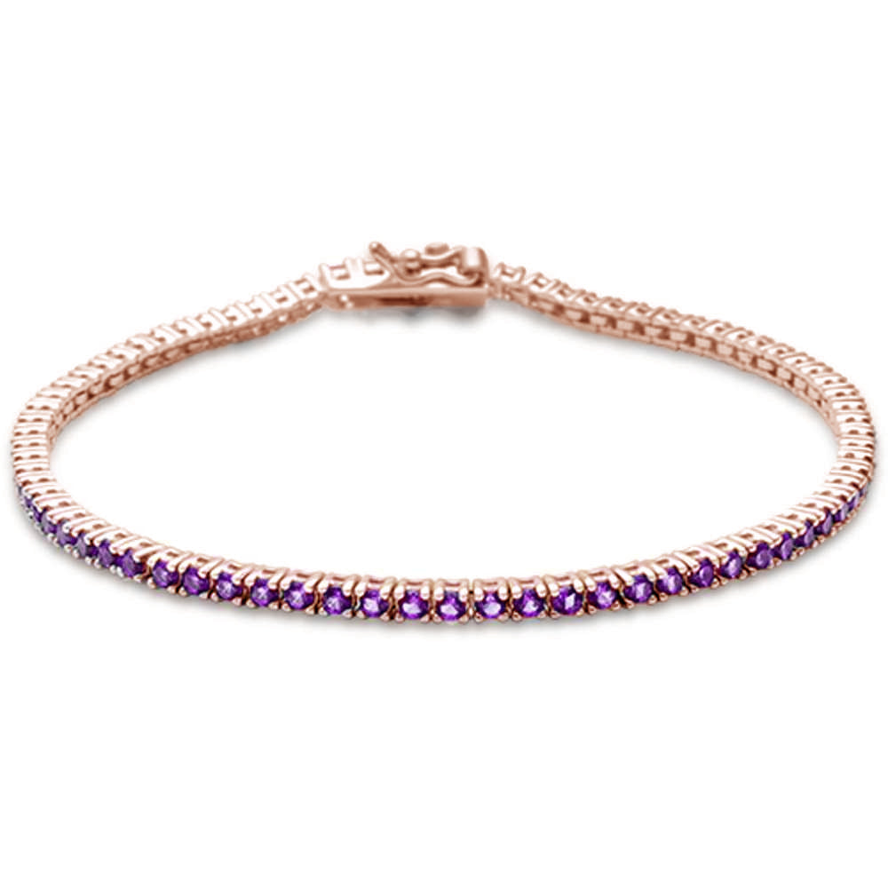 ''SPECIAL! 1.98ct 14K Rose Gold Natural AMETHYST Gemstone Tennis Bracelet 7''''''