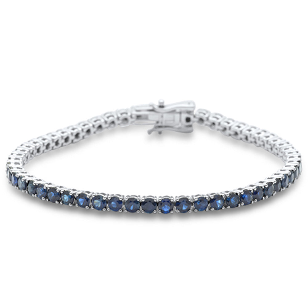 ''SPECIAL! 7.96ct 14K White GOLD Natural Blue Sapphire Tennis Bracelet 7'''' Long''