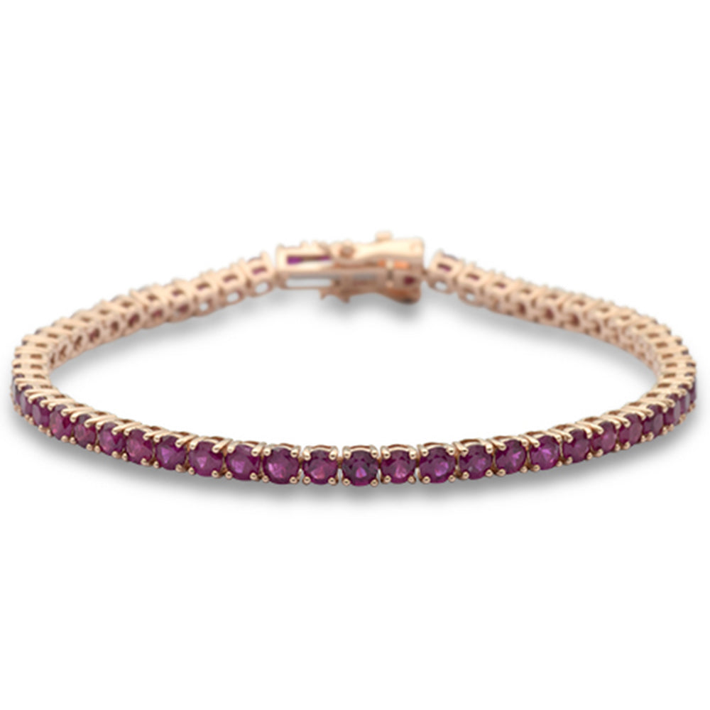 ''SPECIAL! 7.17ct 14K Rose Gold Natural Ruby Tennis BRACELET 7'''' Long''