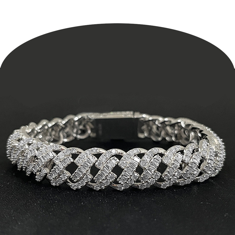 ''SPECIAL! 9.47ct G SI 14K White Gold Round & Baguette Diamond BRACELET''