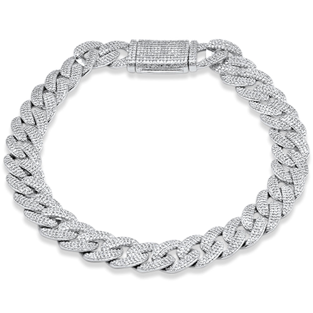 ''SPECIAL! 9MM 3.37ct G SI 14K White Gold Diamond Cuban BRACELET 8'''' Long''