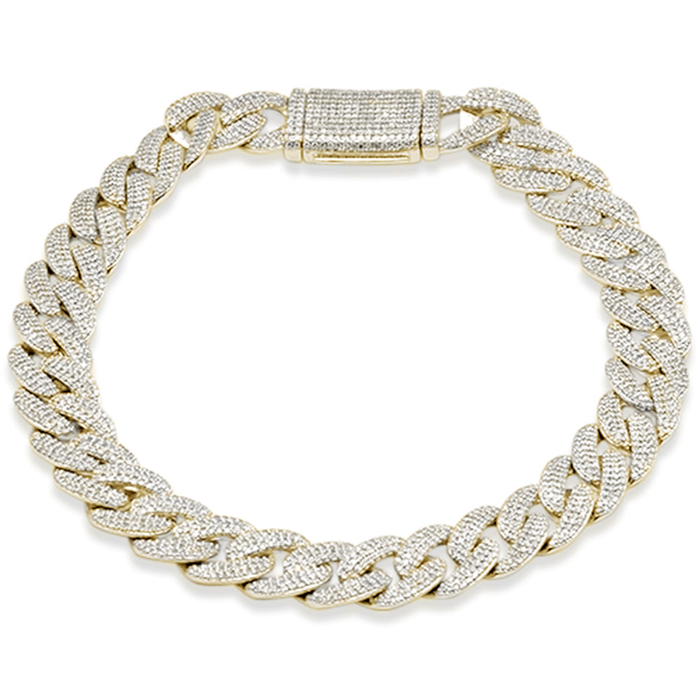 ''SPECIAL! 9MM 3.46ct G SI 14K Yellow Gold DIAMOND Micro Pave Iced Out Round Cuban Link Bracelet 8''''''