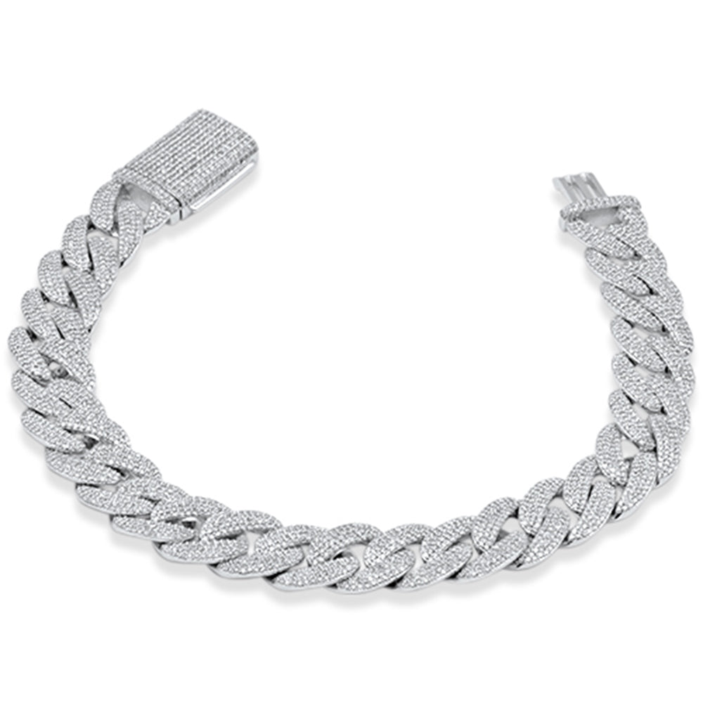 ''SPECIAL!11MM 4.30ct G SI 14K White Gold DIAMOND Cuban Bracelet 8'''' Long''