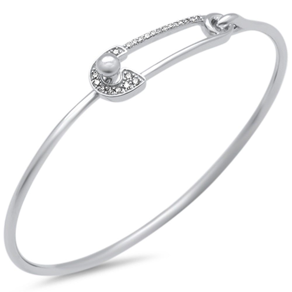 ''SPECIAL! .15ct G SI 14K White Gold Diamond Paperclip Wrap Around Bangle BRACELET 7'''' Long''