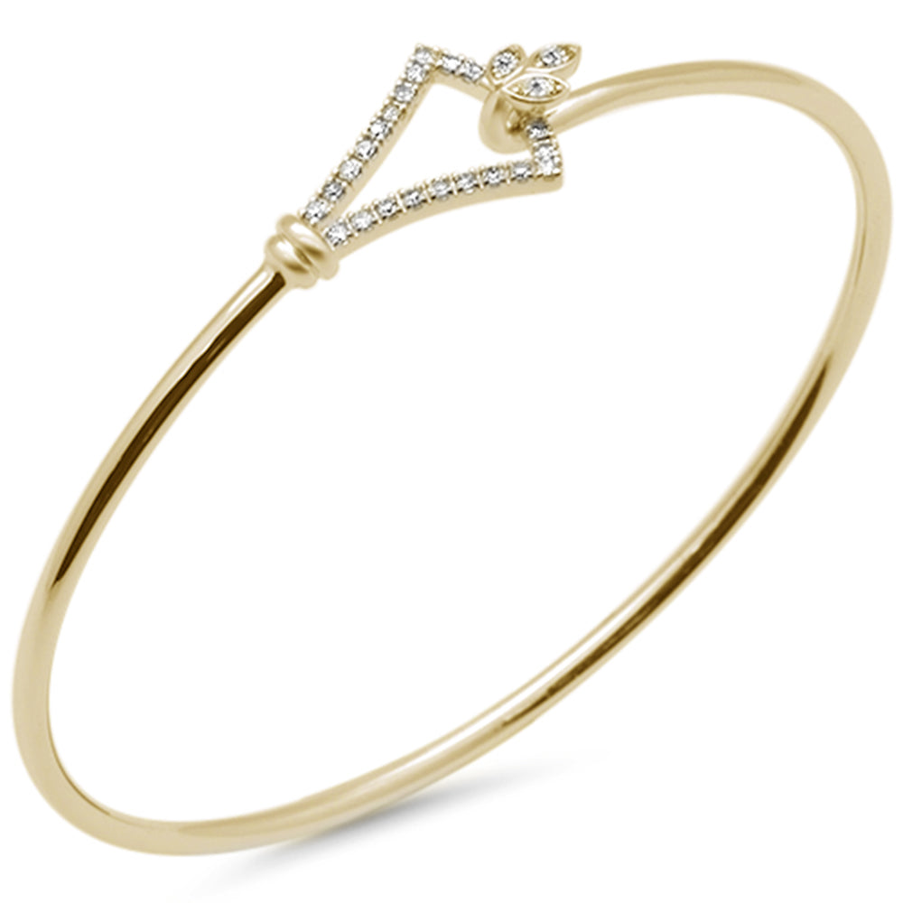 ''SPECIAL! .20ct G SI 14K Yellow Gold Diamond Hook Bangle BRACELET 7'''' Long 7''''''