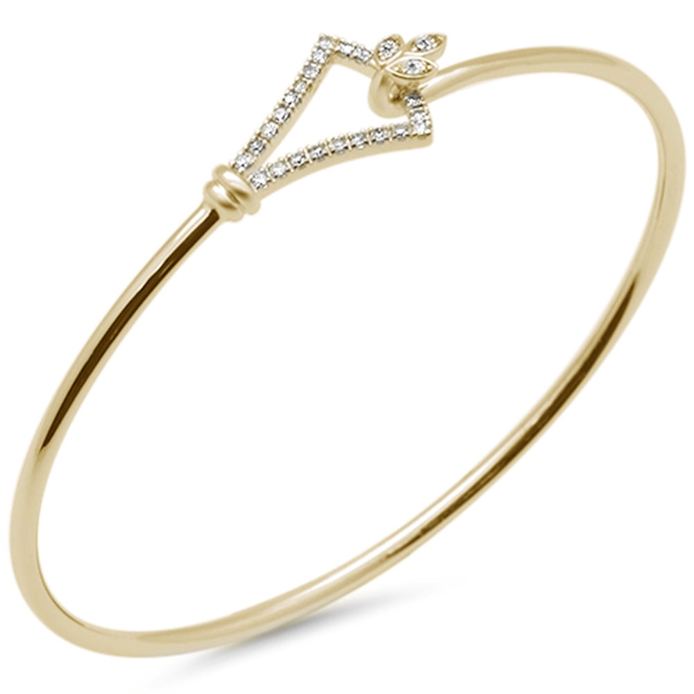 ''SPECIAL! .20ct G SI 14K Yellow Gold Diamond Hook BANGLE Bracelet 7'''' Long 7''''''