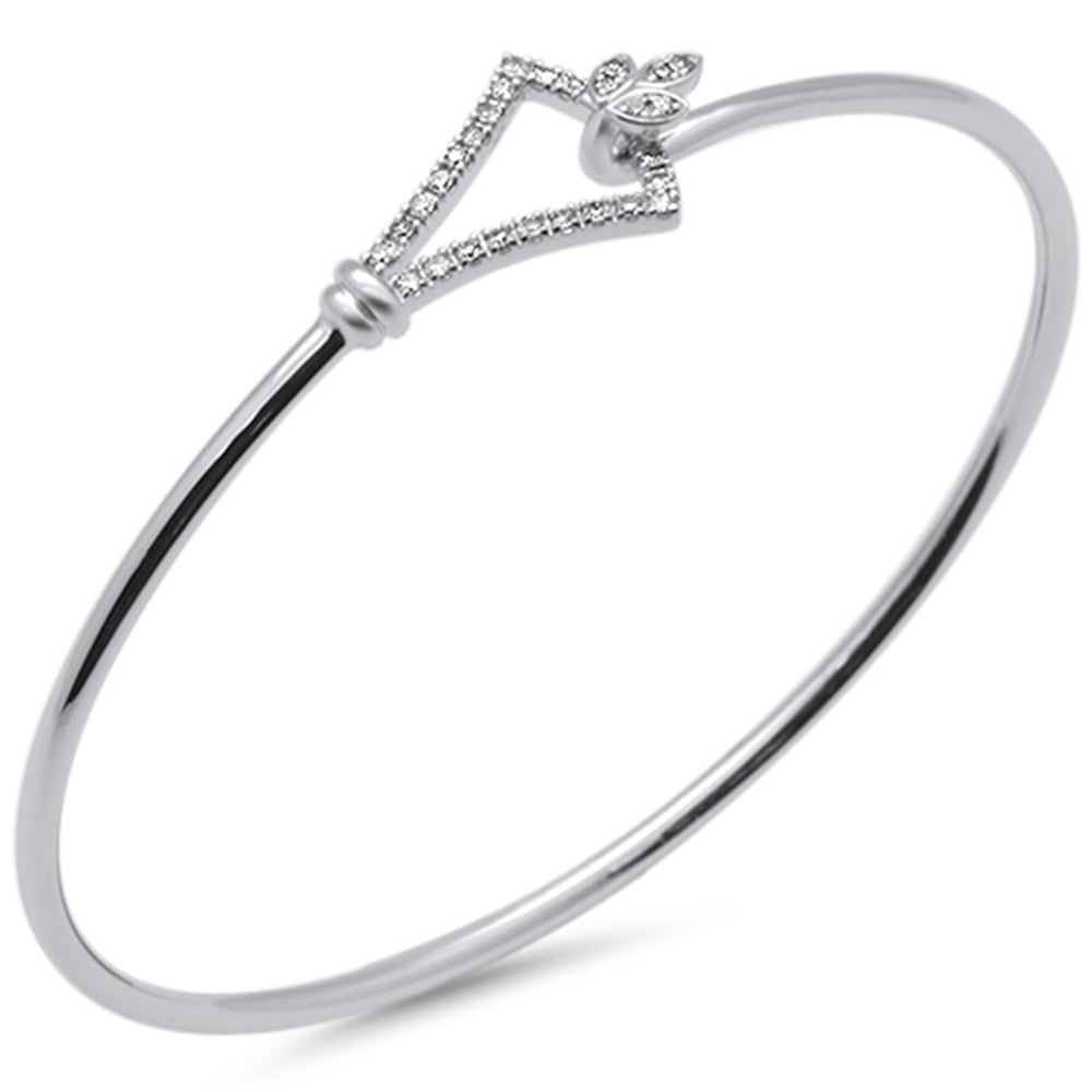 ''SPECIAL! .19ct G SI 14K White Gold Diamond Hook Bangle BRACELET 7'''' Long''