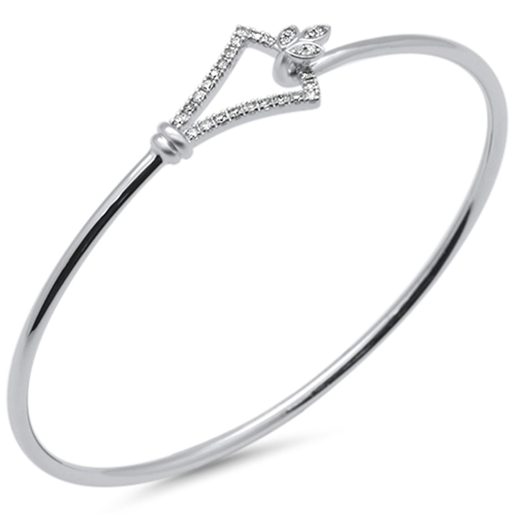 ''SPECIAL! .19ct G SI 14K White Gold Diamond Hook BANGLE Bracelet 7'''' Long''