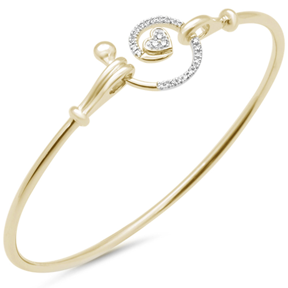 ''SPECIAL! .13ct G SI 14K Yellow Gold Diamond Heart Spiral Hook Wrap Around Bangle BRACELET 7'''' Long''