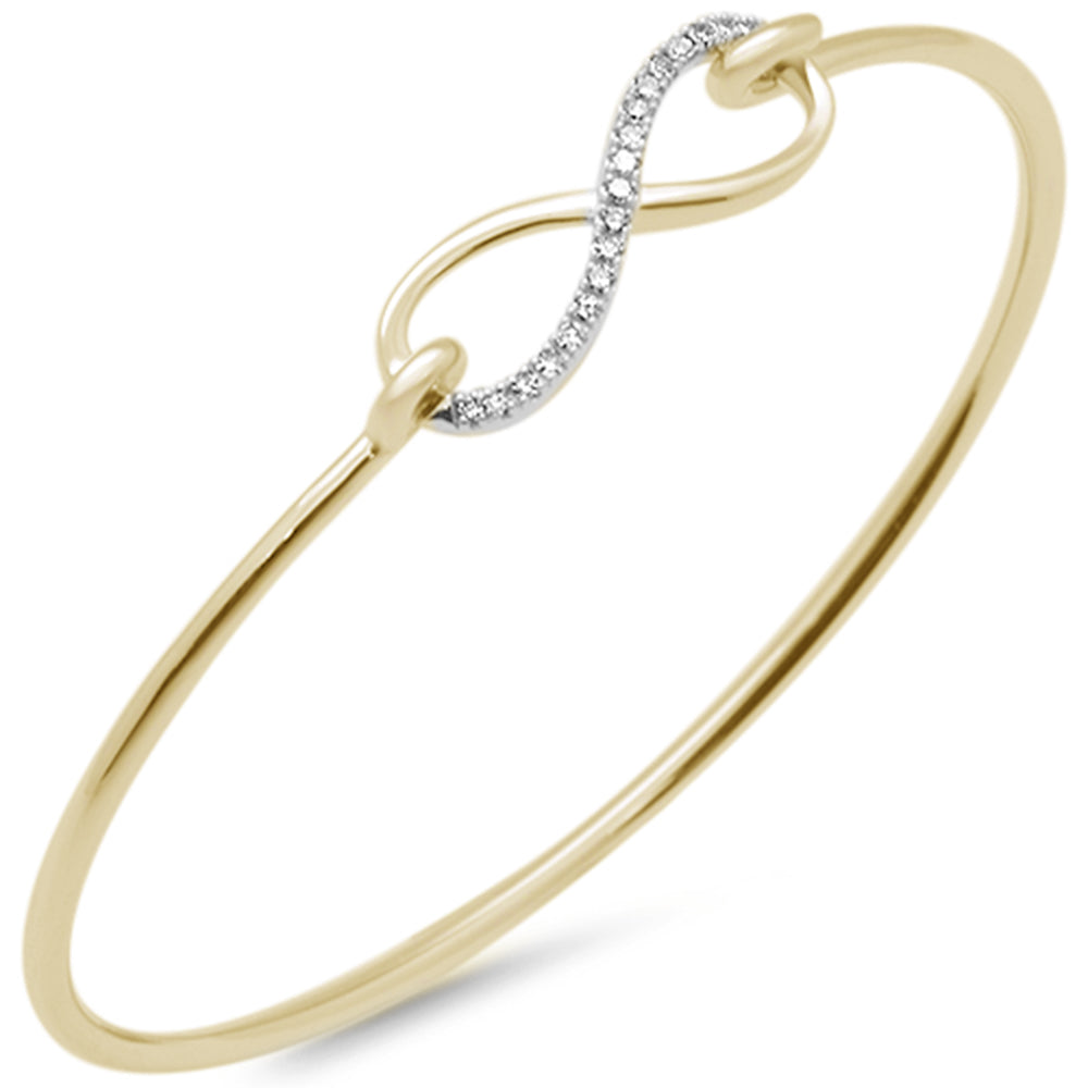 ''SPECIAL! .15ct G SI 14K Yellow Gold DIAMOND Infinity Hook Wrap Around Bangle Bracelet 7'''' Long''