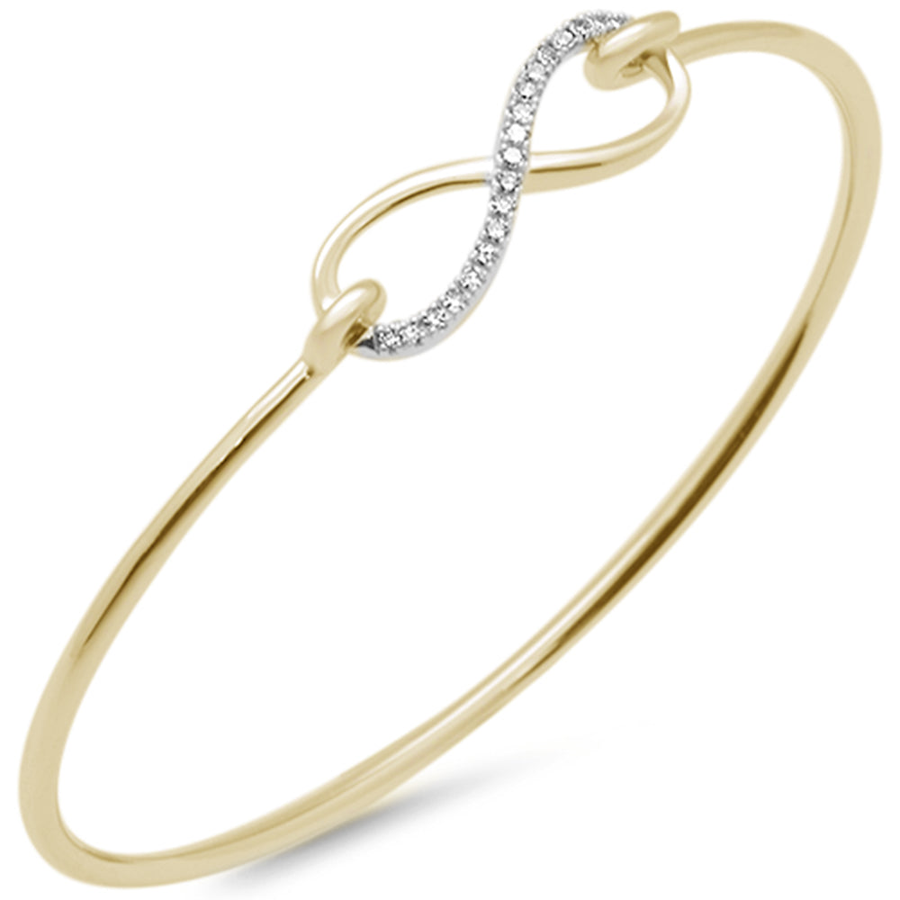 ''SPECIAL! .15ct G SI 14K Yellow Gold Diamond Infinity Hook Wrap Around BANGLE Bracelet 7'''' Long''