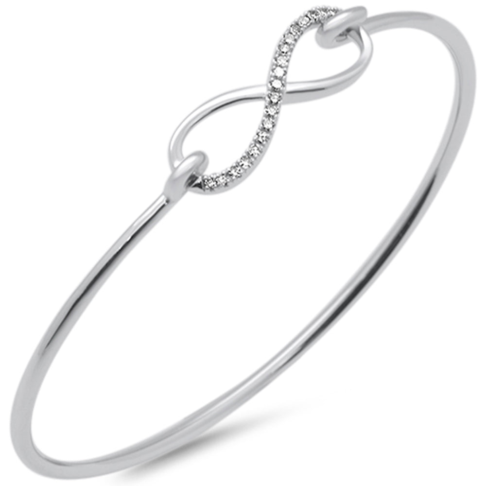 ''SPECIAL! .15ct G SI 14K White GOLD Diamond Infinity Hook Wrap Around Bangle Bracelet 7'''' Long''