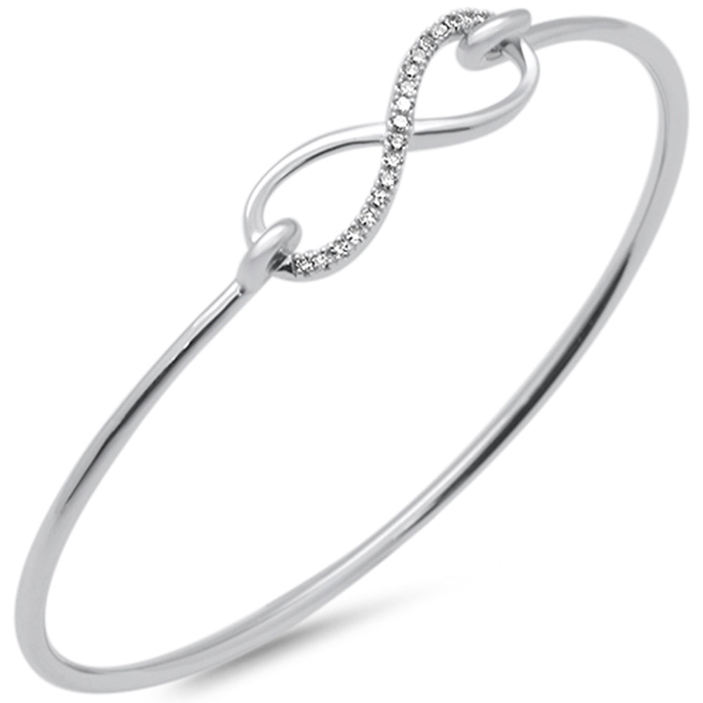 ''SPECIAL! .15ct G SI 14K White Gold Diamond Infinity Hook Wrap Around BANGLE Bracelet 7'''' Long''