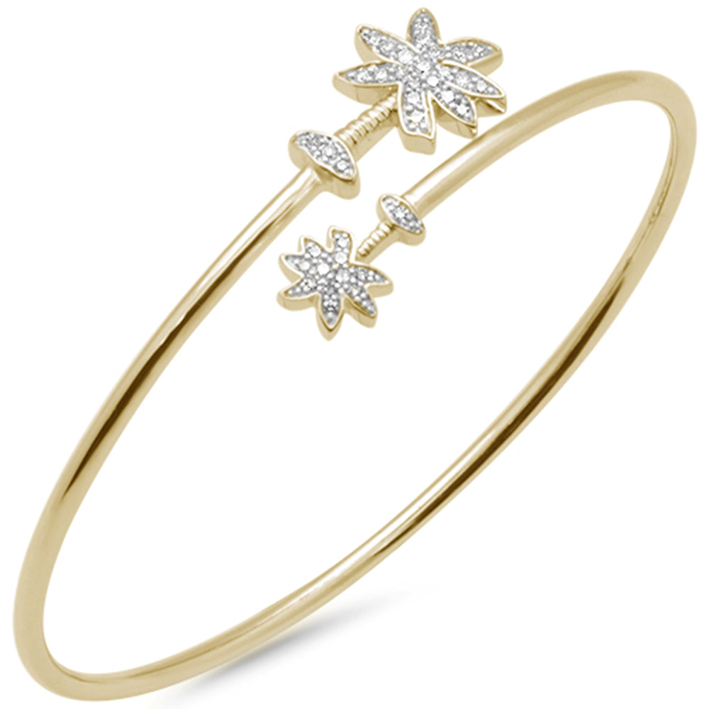 ''SPECIAL! .25ct G SI 14K Yellow Gold DIAMOND Wrap around Palm Tree Bangle Bracelet 7'''' Long''