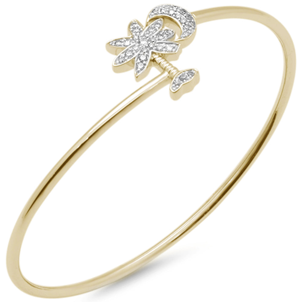 ''SPECIAL! .25ct G SI 14K Yellow GOLD Diamond Wrap around Palm Tree & Moon Bracelet 7'''' Long''