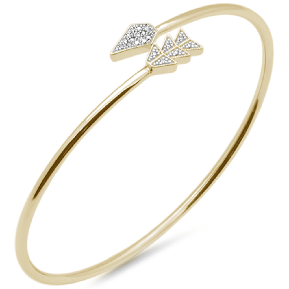 ''SPECIAL! .07ct G SI 14K Yellow Gold DIAMOND Arrow Wrap Around Bangle Bracelet 7'''' Long''