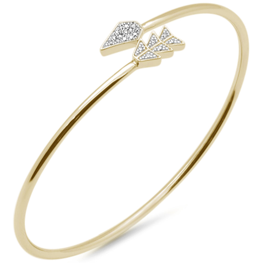 ''SPECIAL! .07ct G SI 14K Yellow Gold Diamond Arrow Wrap Around BANGLE Bracelet 7'''' Long''