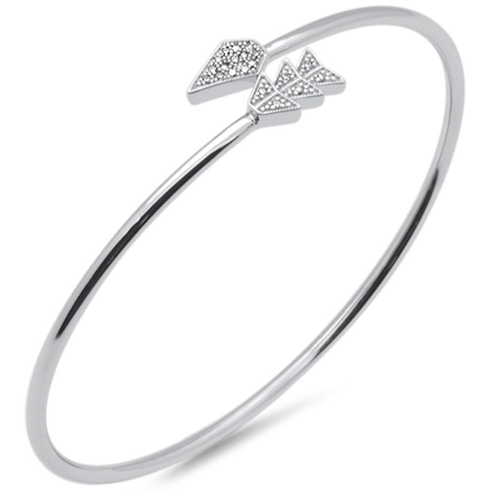 ''SPECIAL! .07ct G SI 14K White Gold DIAMOND Arrow Wrap around Bangle Bracelet 7'''' Long''