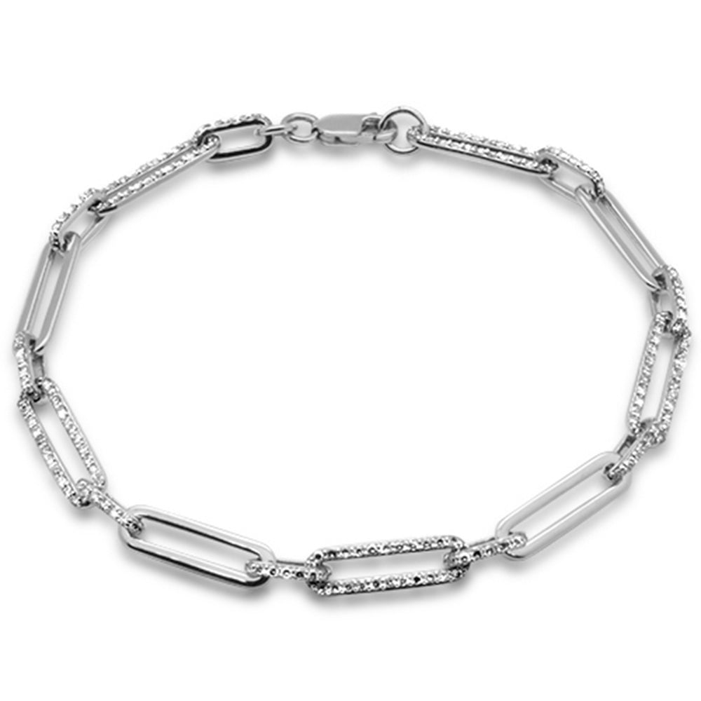 ''SPECIAL! .97ct G SI 14K White Gold Diamond Paperclip Style BRACELET 7'''' Long''
