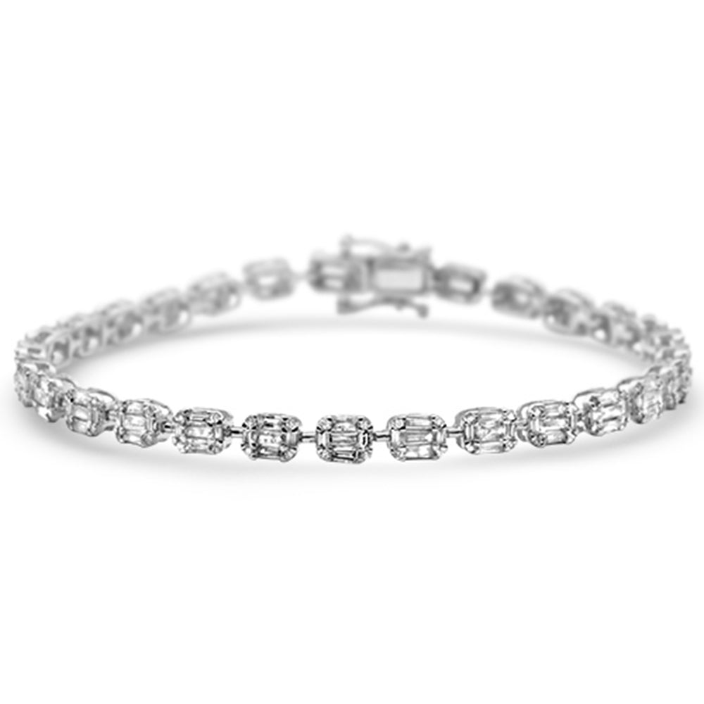 ''SPECIAL! 3.48ct G SI 14K White Gold Diamond Round & Baguette BRACELET 7'''' Long''