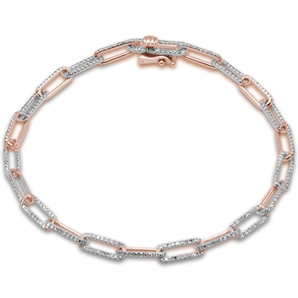 ''SPECIAL! .83ct G SI 14K Rose Gold  DIAMOND Paperclip Bracelet''