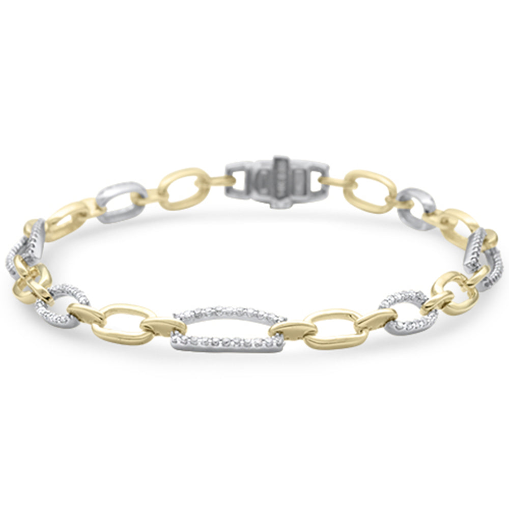 ''SPECIAL! .61ct G SI 14K Two Tone GOLD Diamond Figaro Style Bracelet''