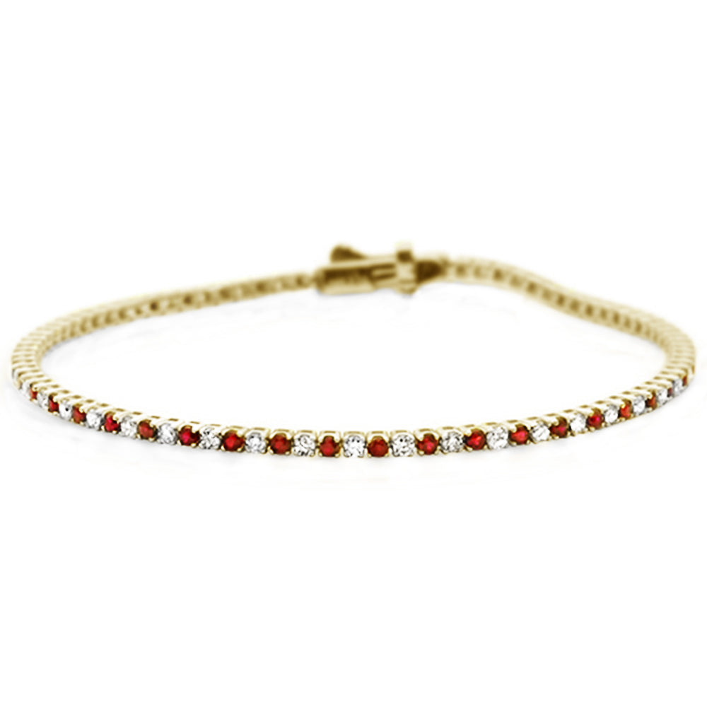 ''SPECIAL! 2.09ct G SI 14K Yellow GOLD Ruby Gemstone & Diamond Tennis Bracelet 7'''' Long''