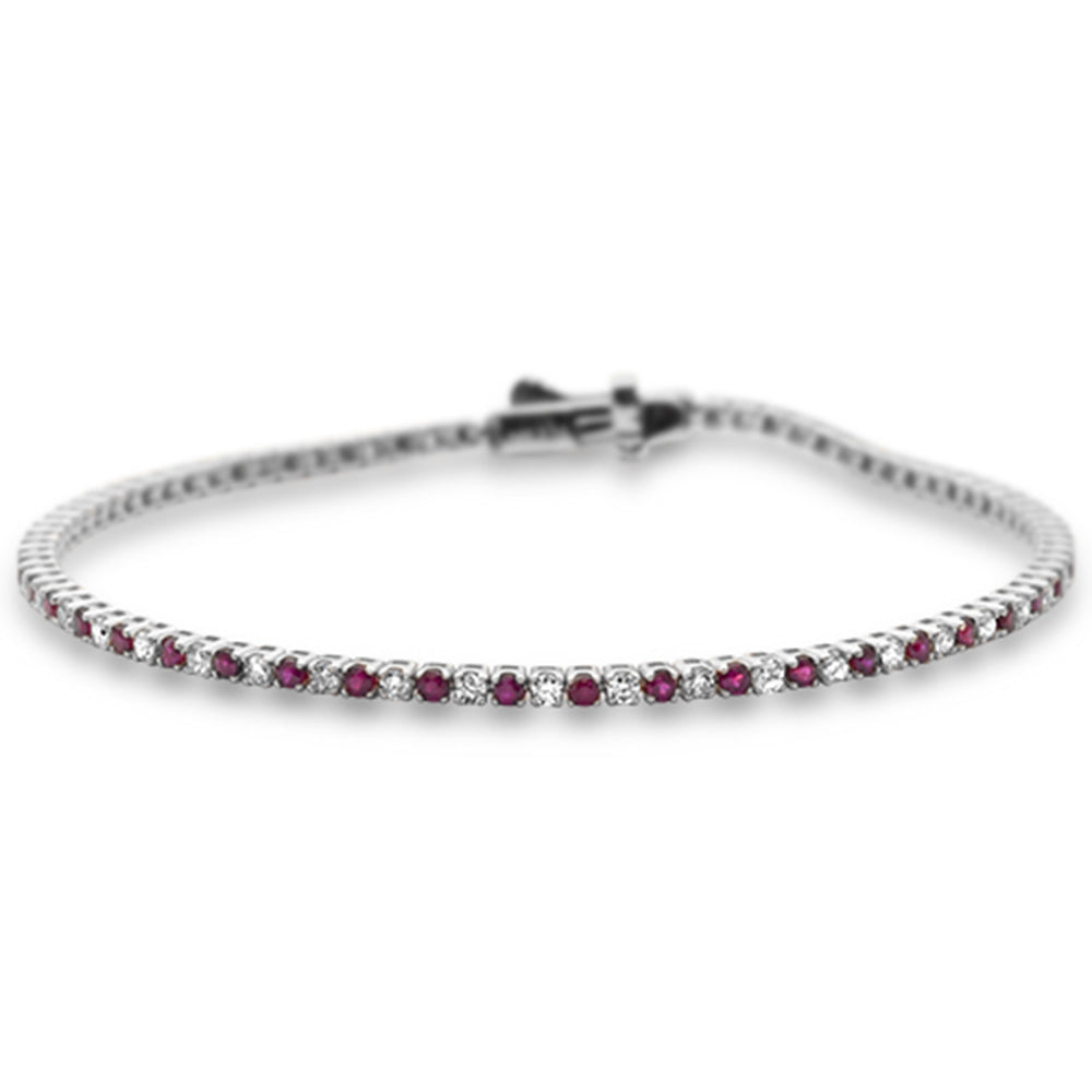 ''SPECIAL! 2.27ct G SI 14K White Gold Ruby Gemstone & Diamond TENNIS BRACELET 7'''' Long''