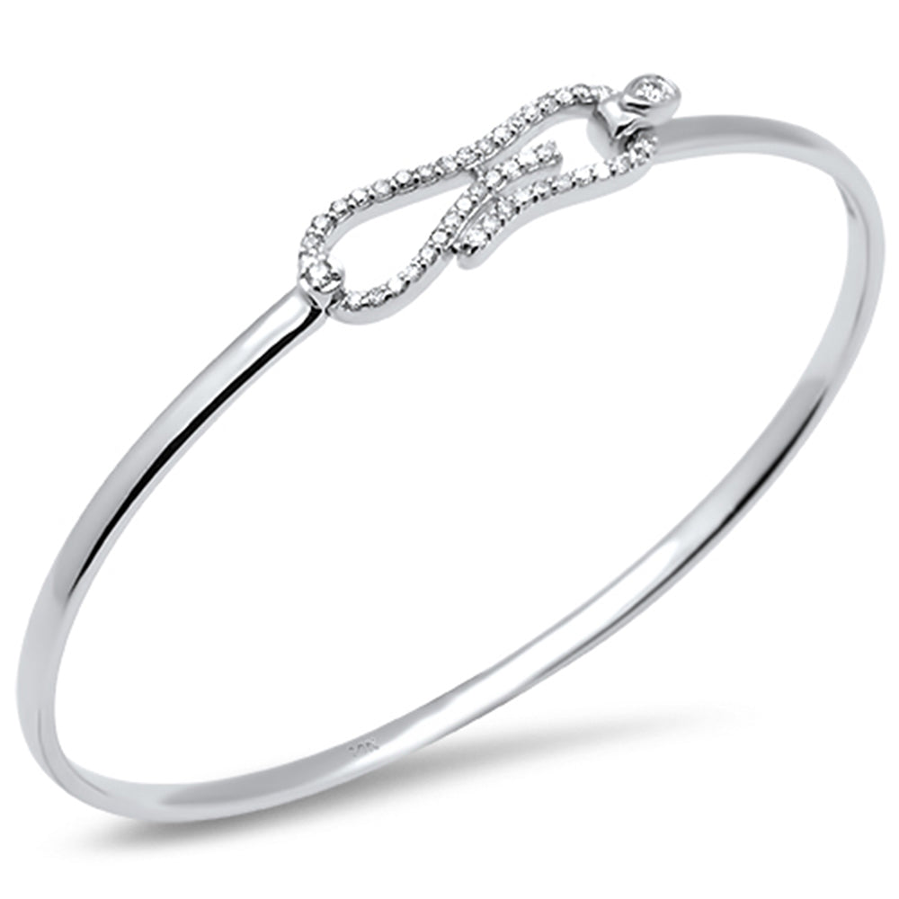 ''SPECIAL! .38ct G SI 14K White Gold Diamond Hook BANGLE Bracelet''