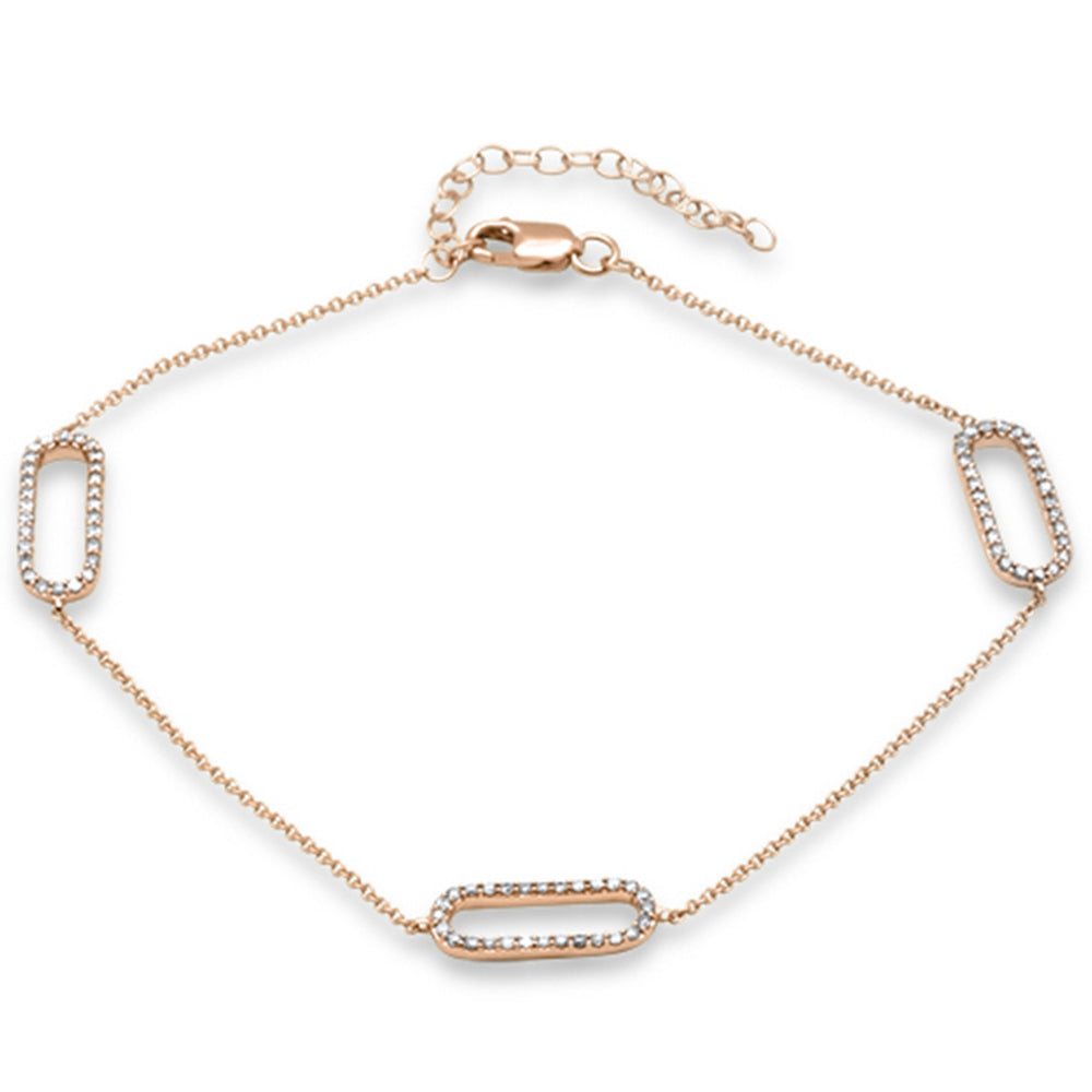 ''SPECIAL! .41ct G SI 14K Rose Gold Diamond Paperclip Style Chain BRACELET''