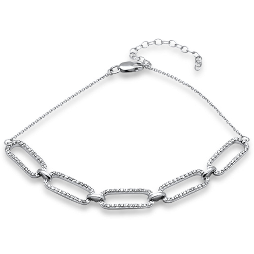 ''SPECIAL! .58ct G SI 14K White Gold DIAMOND Paperclip Style Chain Bracelet''