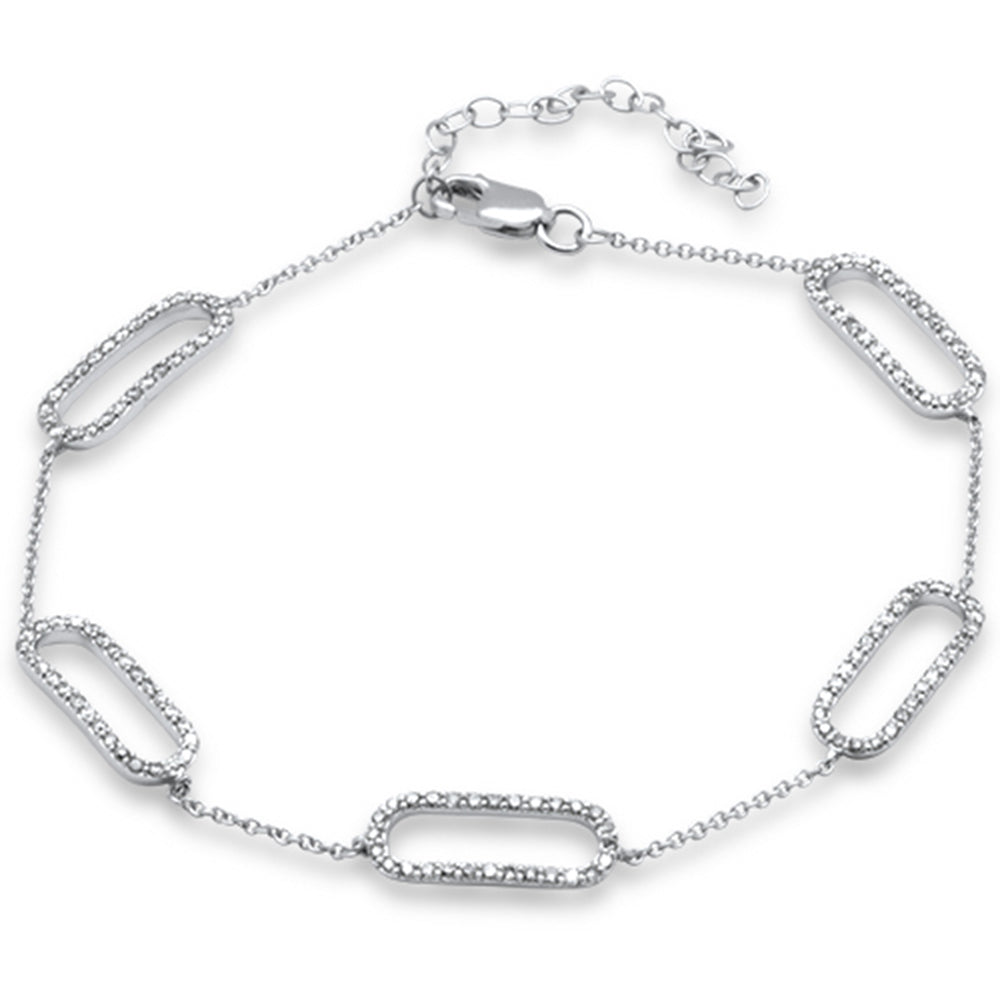 ''SPECIAL! .69ct G SI 14K White Gold DIAMOND Paperclip Style Chain Bracelet''