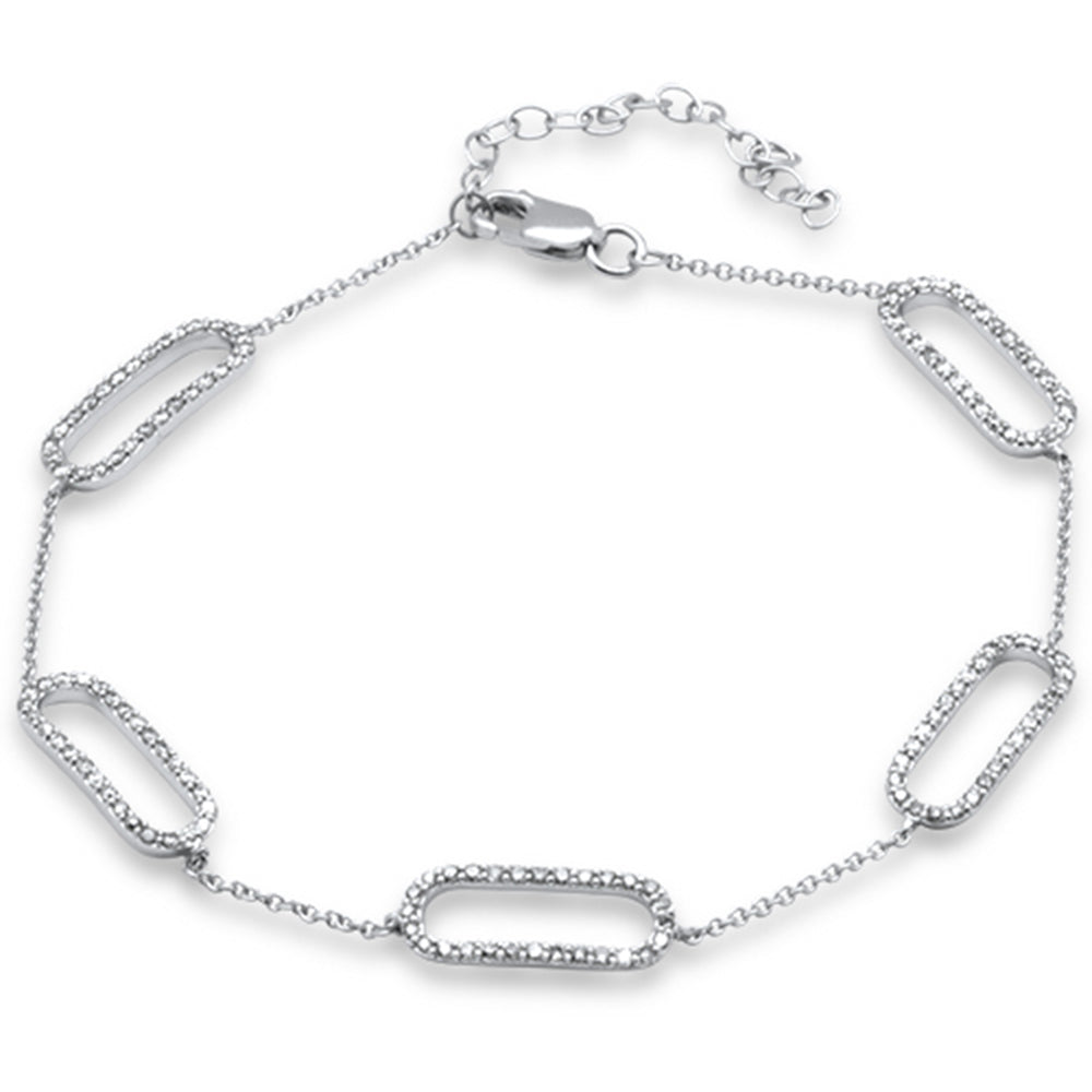 ''SPECIAL! .69ct G SI 14K White Gold Diamond Paperclip Style Chain BRACELET''