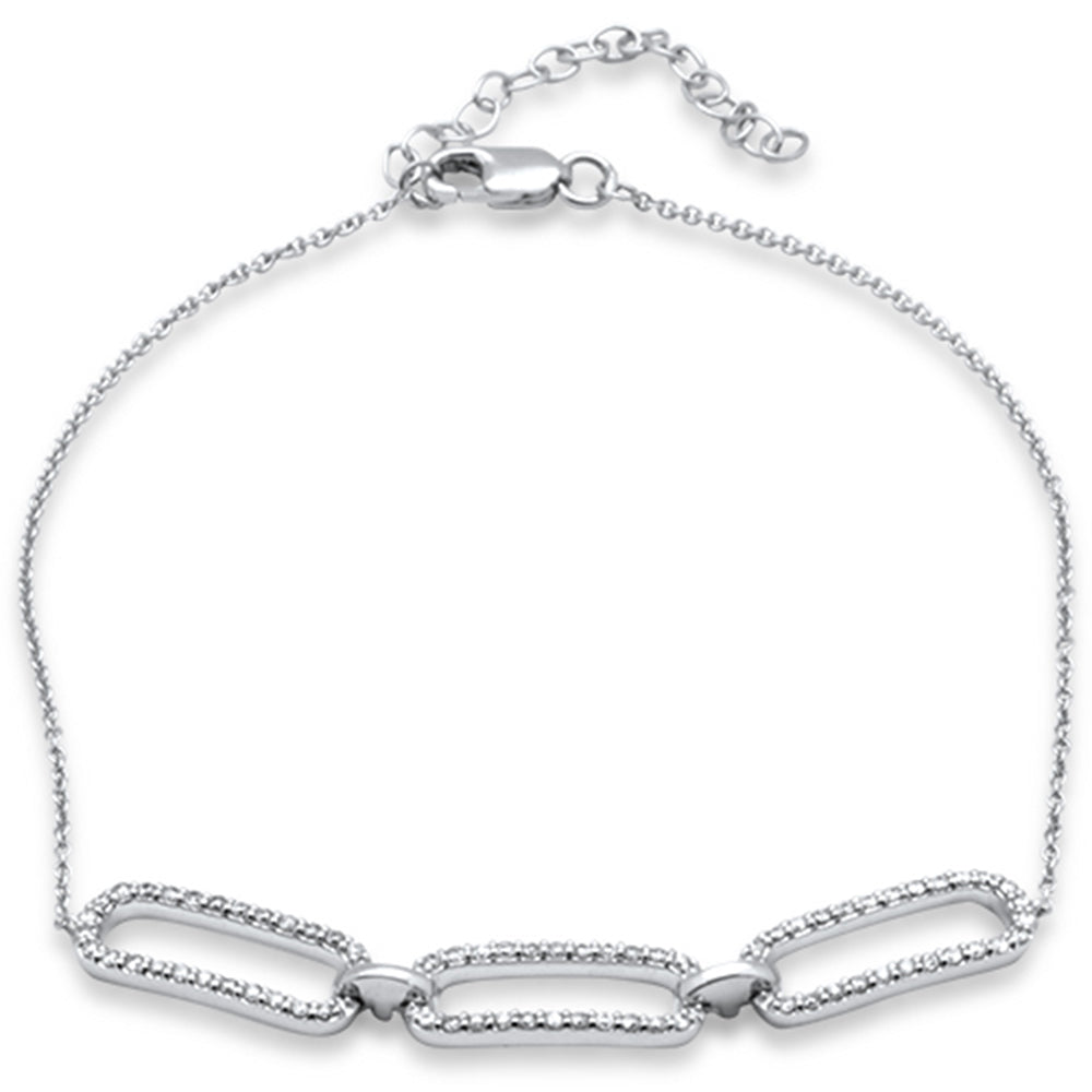 ''SPECIAL! .36ct G SI 14K White Gold Diamond Paperclip Style Chain BRACELET''