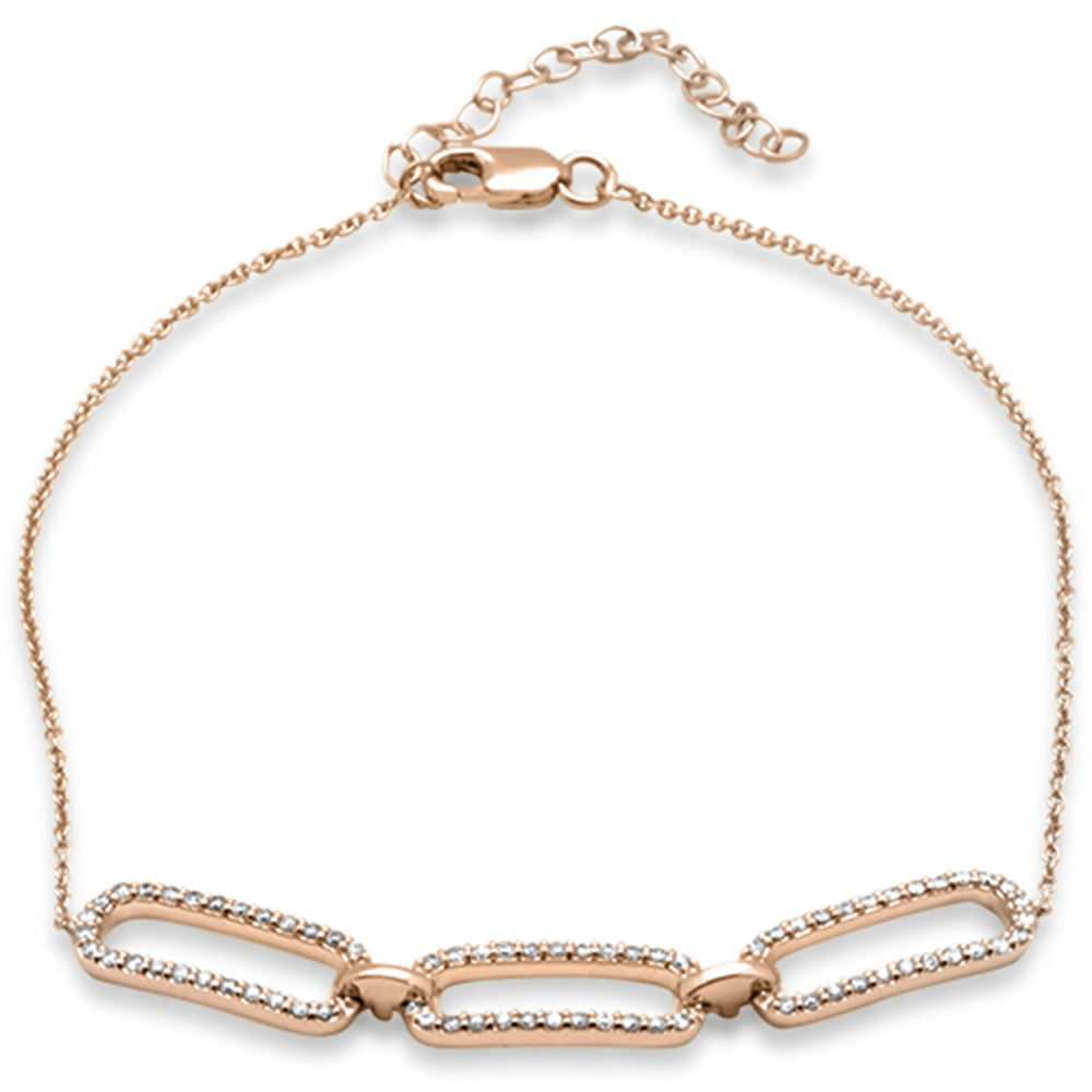 ''SPECIAL! .36ct G SI 14K Rose GOLD Diamond Paperclip Style Chain Bracelet''