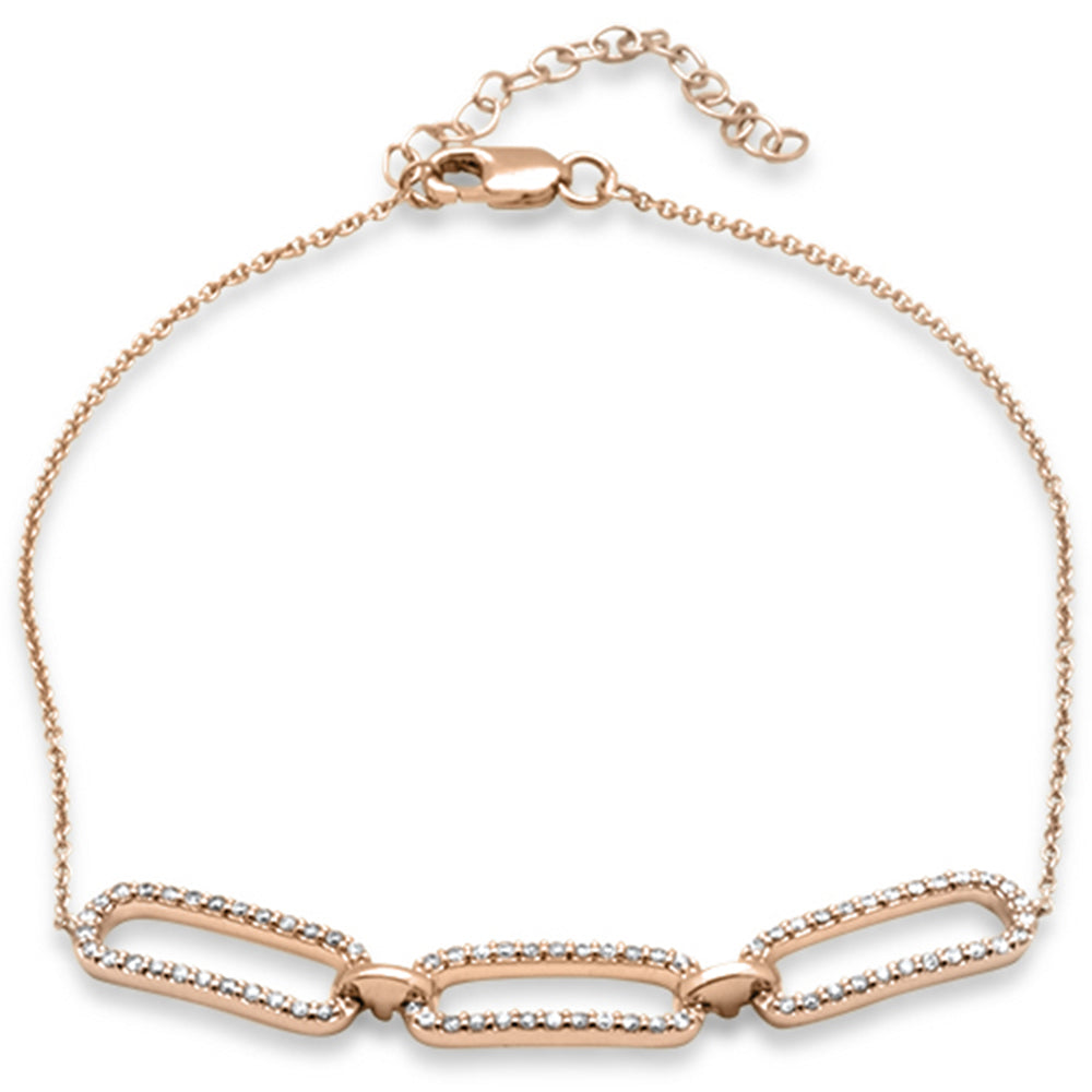 ''SPECIAL! .36ct G SI 14K Rose Gold Diamond Paperclip Style Chain BRACELET''