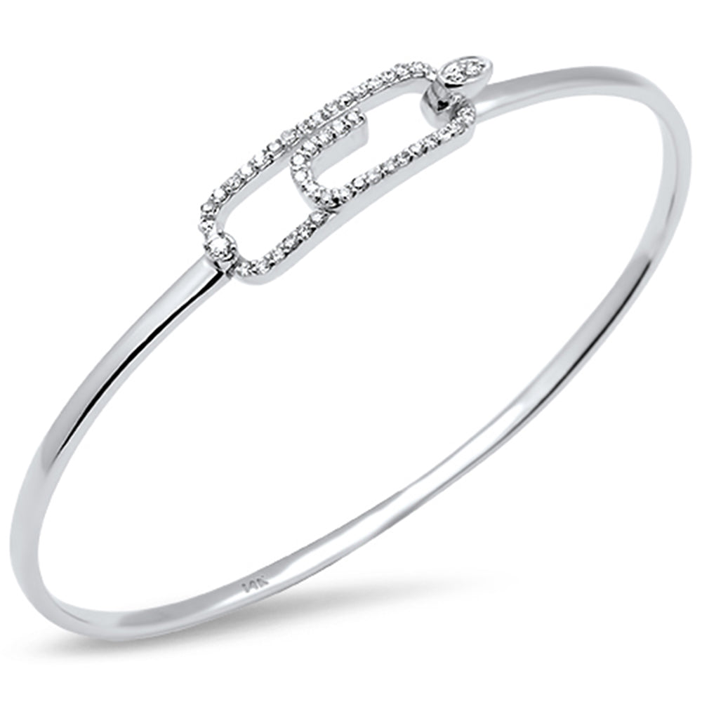 ''SPECIAL! .38ct G SI 14K White Gold DIAMOND Hook Bangle Bracelet''