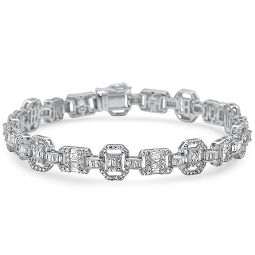 ''SPECIAL! 4.55ct G SI 14K White Gold Micro Pave Round & Baguette Diamond BRACELET 8'''' Long''
