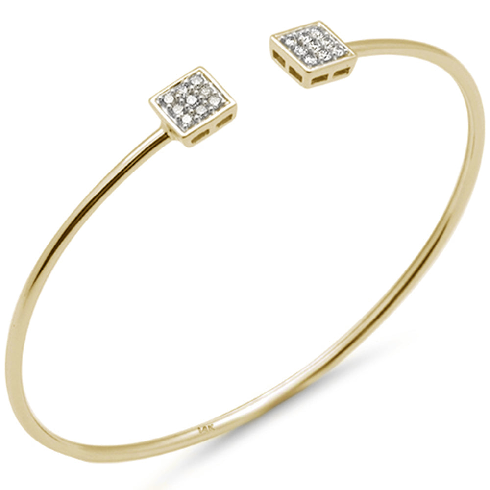 ''SPECIAL! .28ct G SI 14K Yellow Gold Diamond Square Open BANGLE Bracelet''