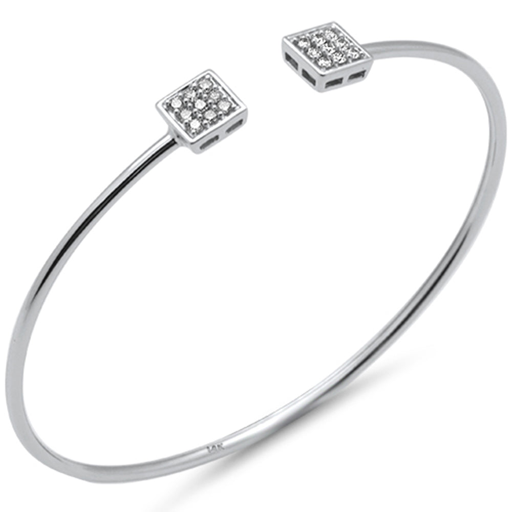 ''SPECIAL! .29ct G SI 14K White Gold Diamond Square Open BANGLE Bracelet''