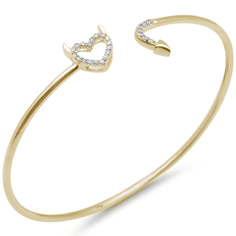 ''SPECIAL! .16ct G SI 14K Yellow Gold Diamond Heart & Arrow Open Bangle BRACELET''