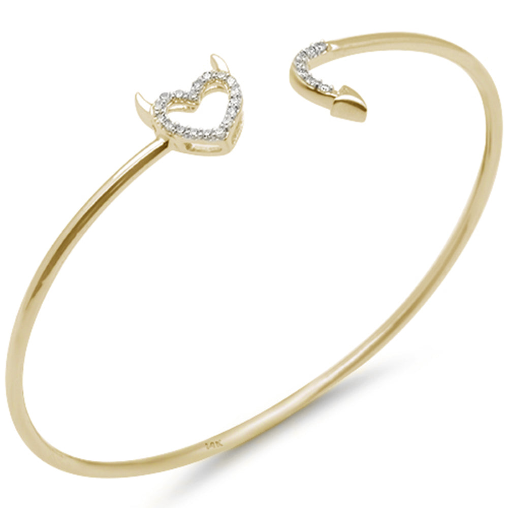''SPECIAL! .16ct G SI 14K Yellow Gold Diamond Heart & Arrow Open BANGLE Bracelet''