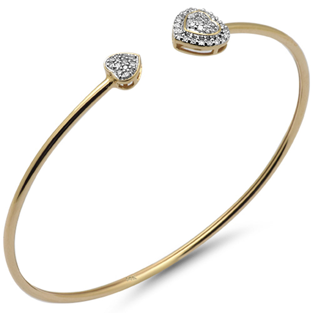 ''SPECIAL! .23ct G SI 14K Yellow Gold Diamond Heart Shaped Open BANGLE Bracelet''