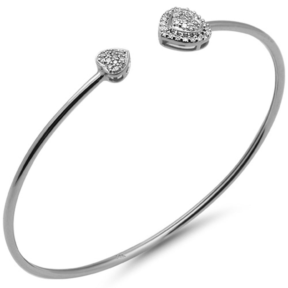 ''SPECIAL! .23ct G SI 14K White GOLD Diamond Heart Shaped Open Bangle Bracelet''